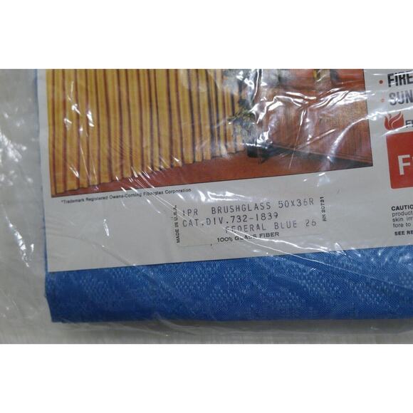 NEW Vintage MCM Mid-Century Modern Blue Fiberglass Draperies Curtains 50x36 - Picture 2 of 8